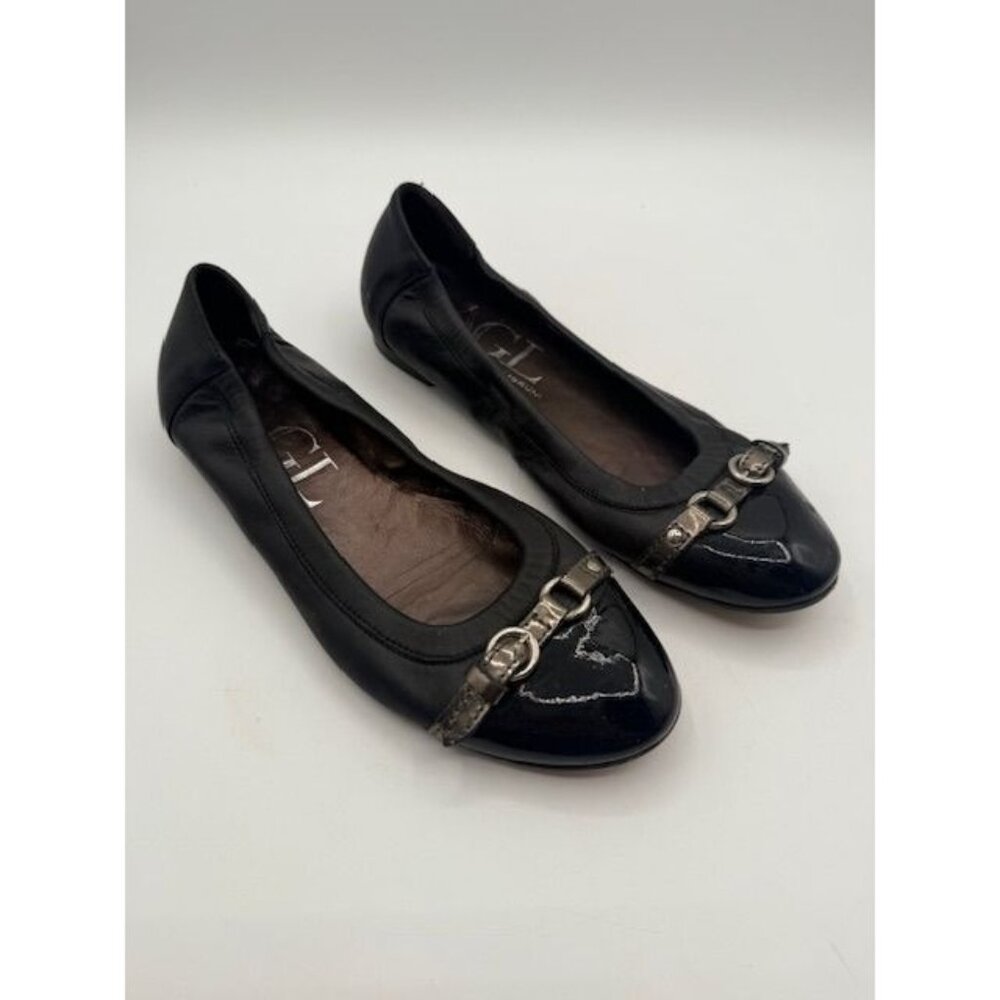 AGL Women's Black MONIKA Cap Toe Slip On Ballet Flats Size 38.5